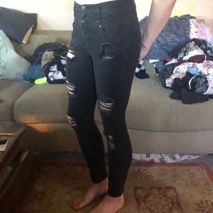 🌻2 for $15🌻Black high waisted distressed jeans